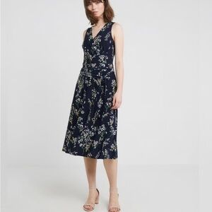 Lauren Ralph Lauren Dark Blue Floral Midi Dress